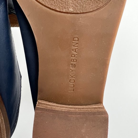 Lucky Brand Cahill Leather Loafer Flats Slip On Mule Sandals Fold Down Back Heel - Picture 14 of 15